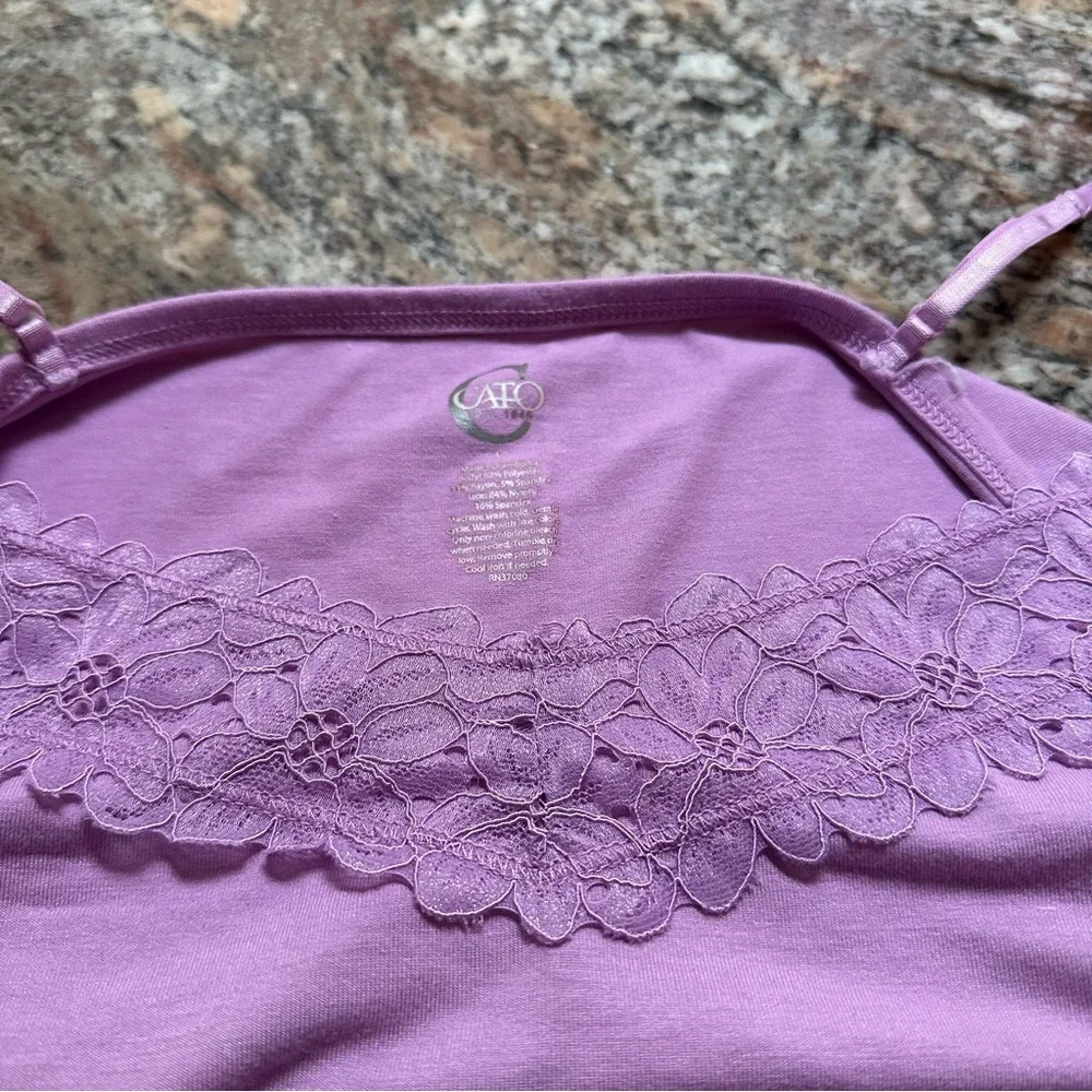 Cato Lavender Lace-Trim Tank Top